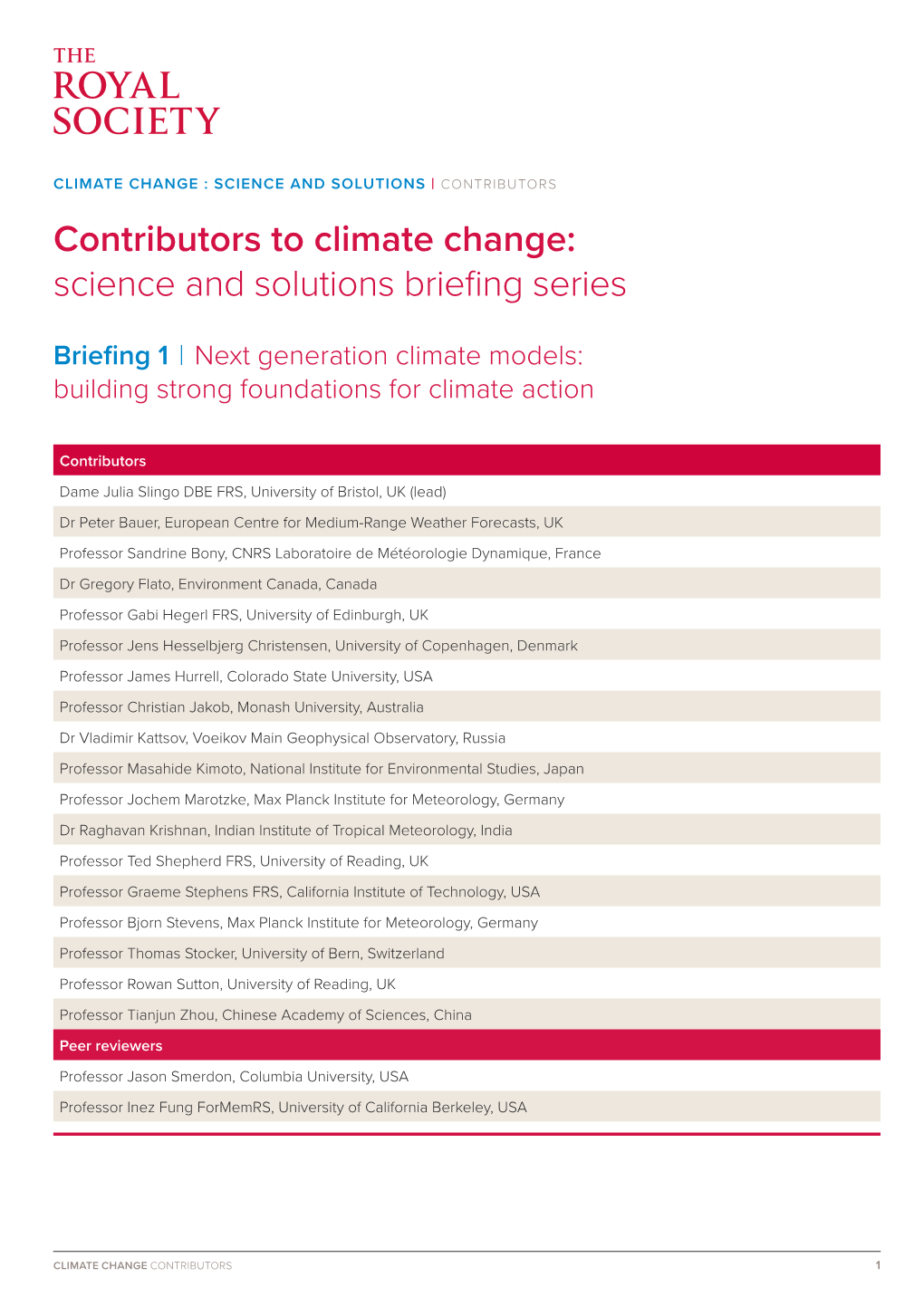 Contributors to the Climate Change