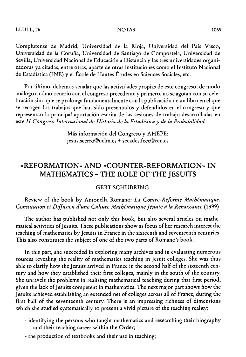 And «Counter-Reformation» in Mathematics - the Role of the Jesuits