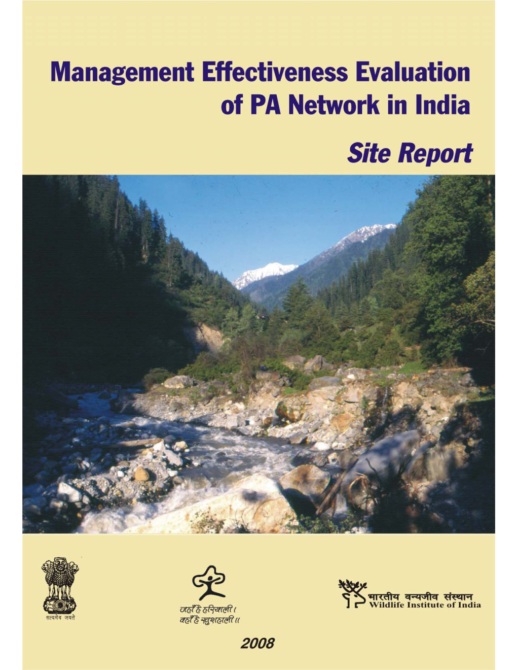 Management Effectiveness Evaluation (MEE) of PA Network in India SITE