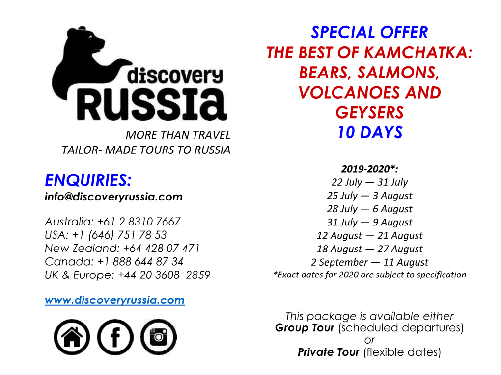 Special Offer the Best of Kamchatka