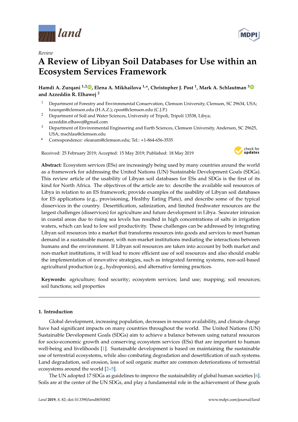 A Review of Libyan Soil Databases for Use Within an Ecosystem Services Framework
