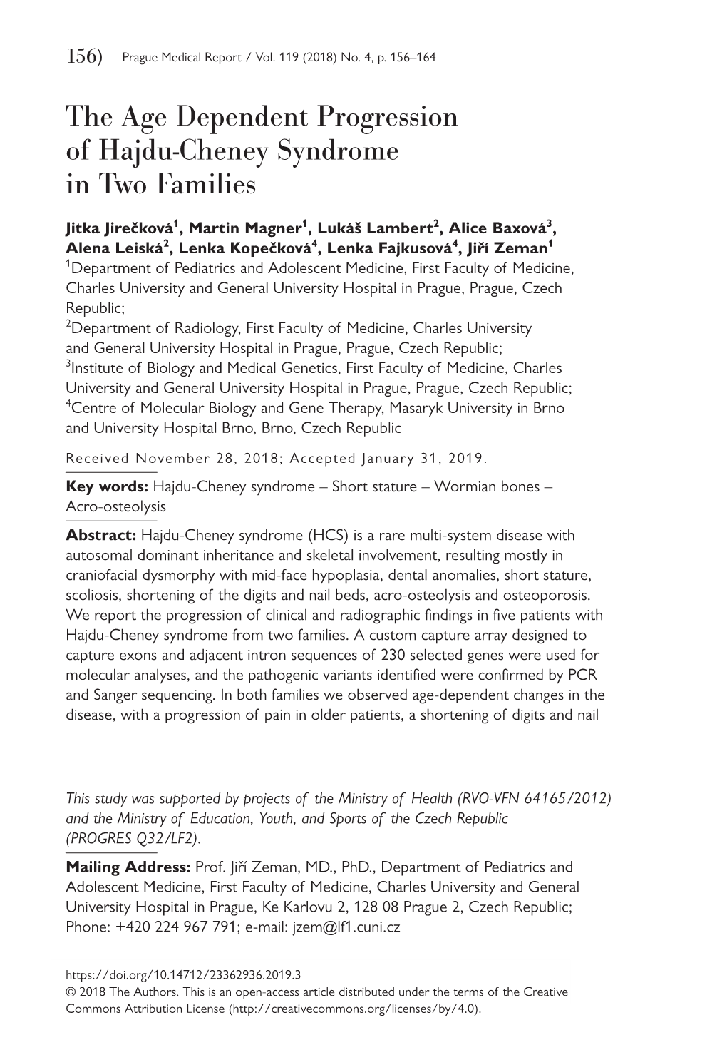 The Age Dependent Progression of Hajdu-Cheney Syndrome in Two Families