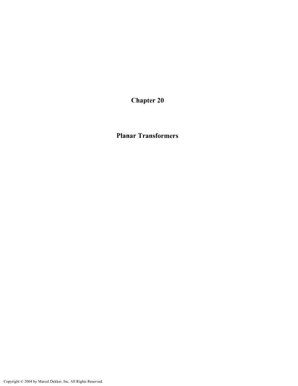 Chapter 20 Planar Transformers