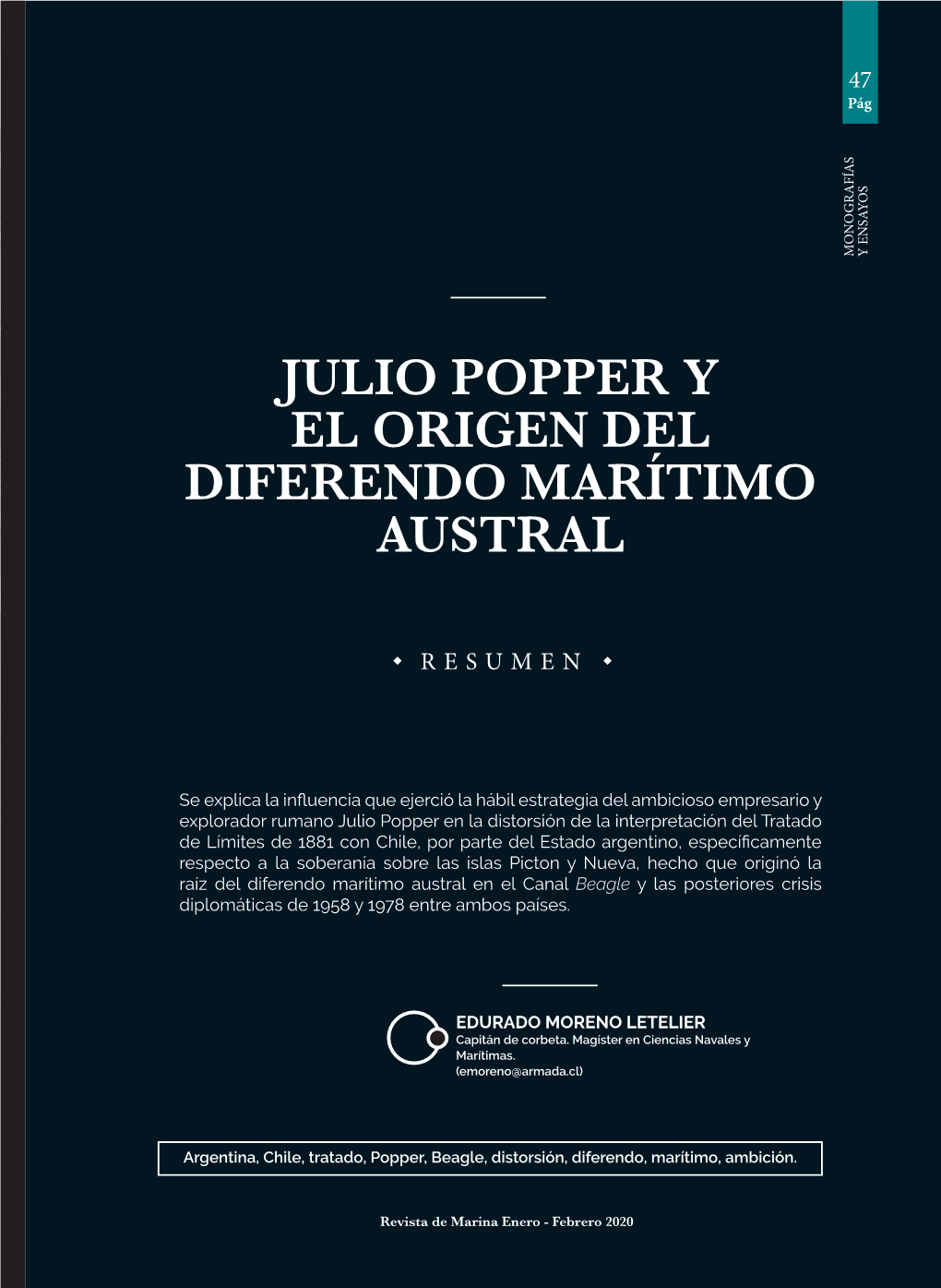 Julio Popper Y El Origen Del Diferendo Marítimo Austral