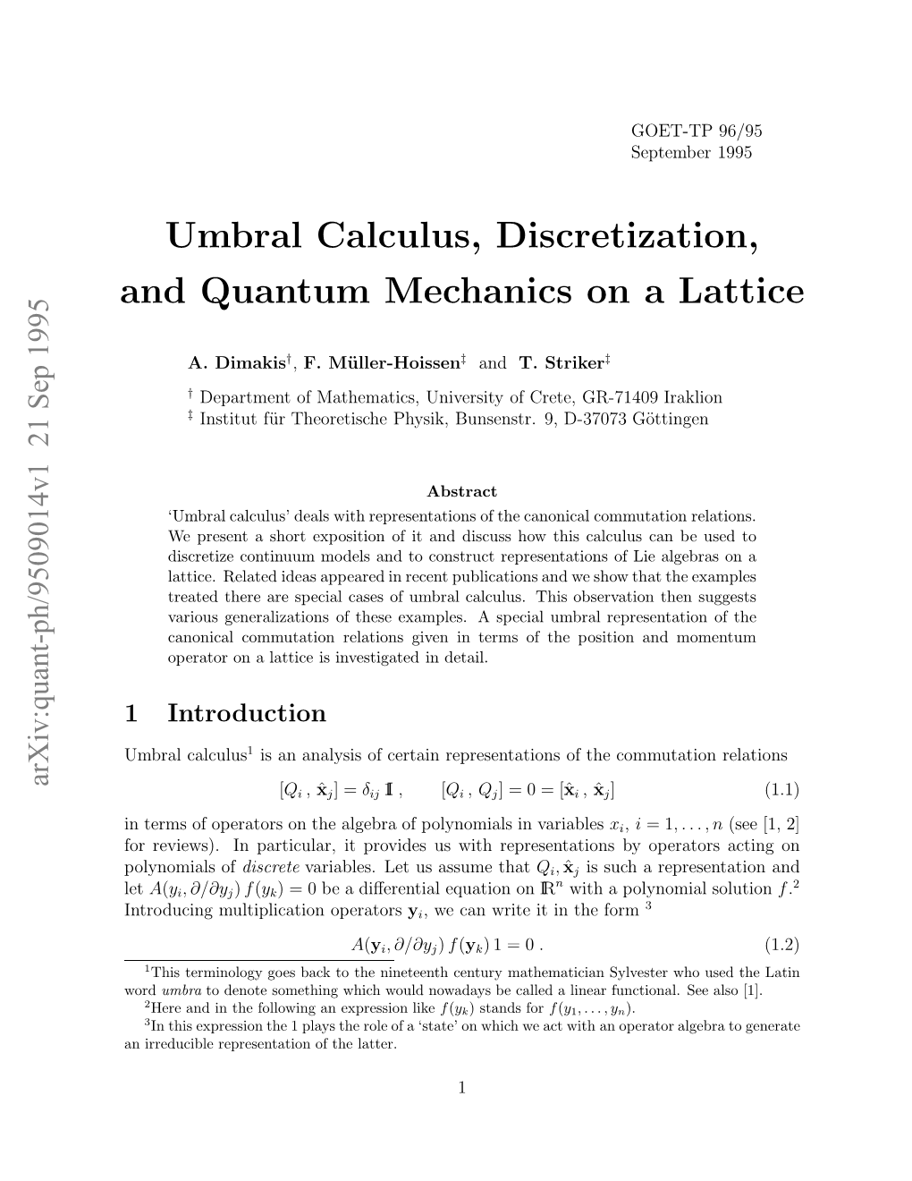 Umbral Calculus, Discretization, and Quantum Mechanics on a Lattice