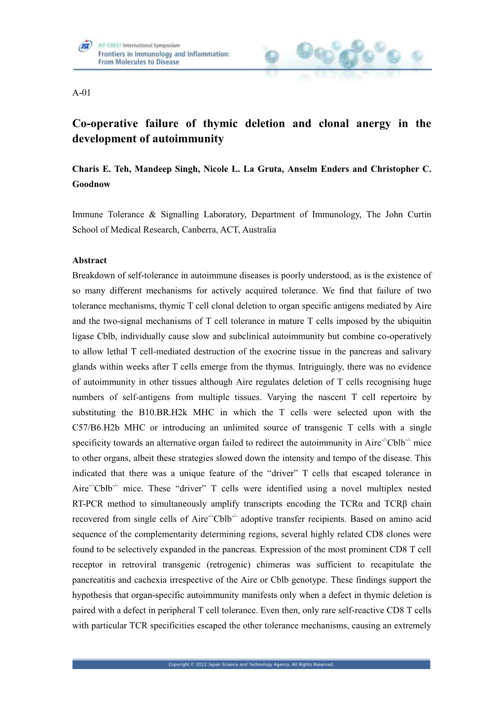 Co-Operative Failure of Thymic Deletion and Clonal Anergy in the Development of Autoimmunity