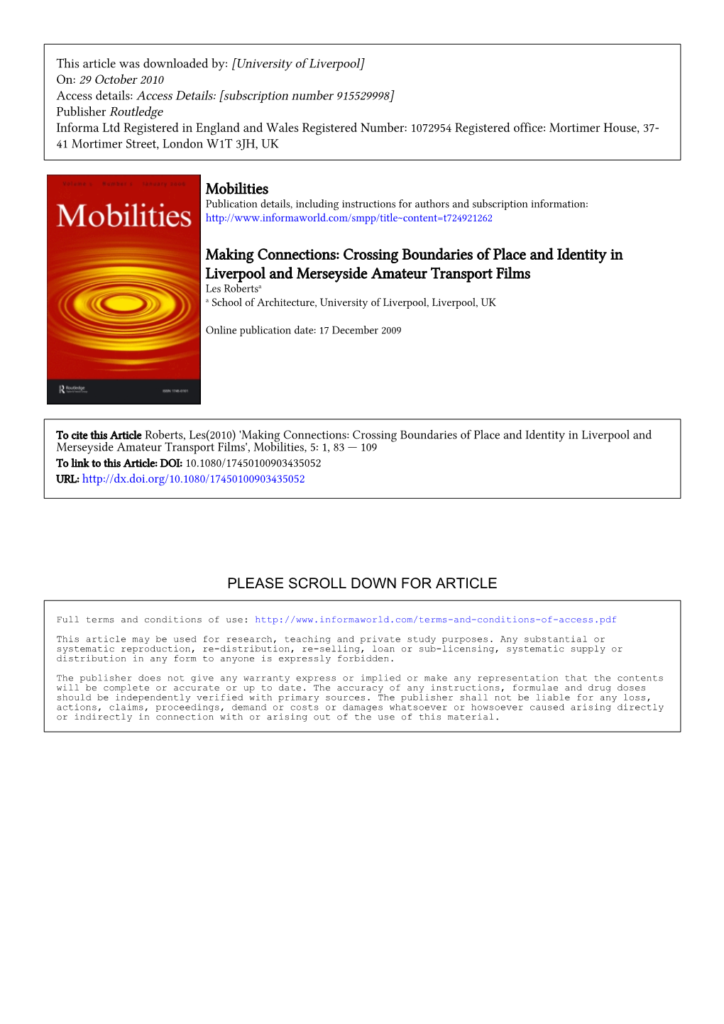Mobilities Making Connections