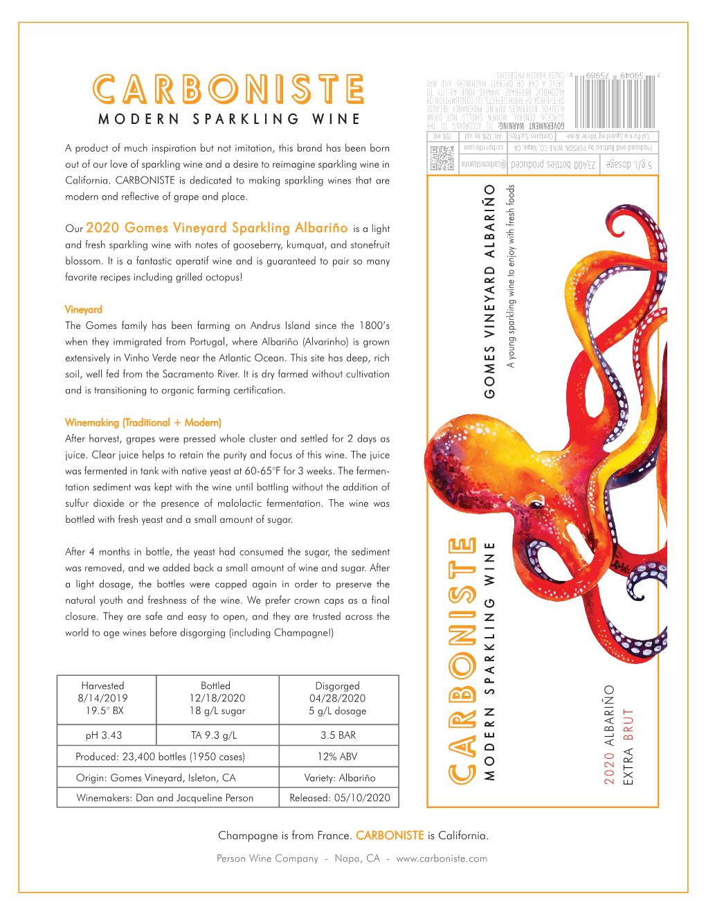 2020 Octopus Sparkling Albariño