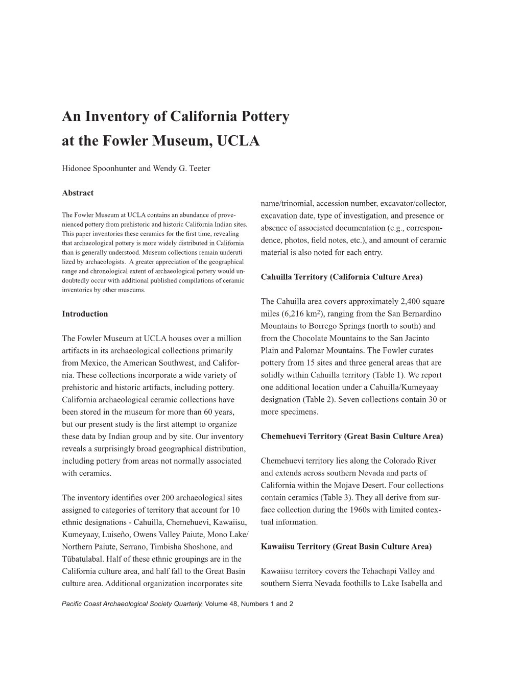 An Inventory of California Pottery at the Fowler Museum, UCLA