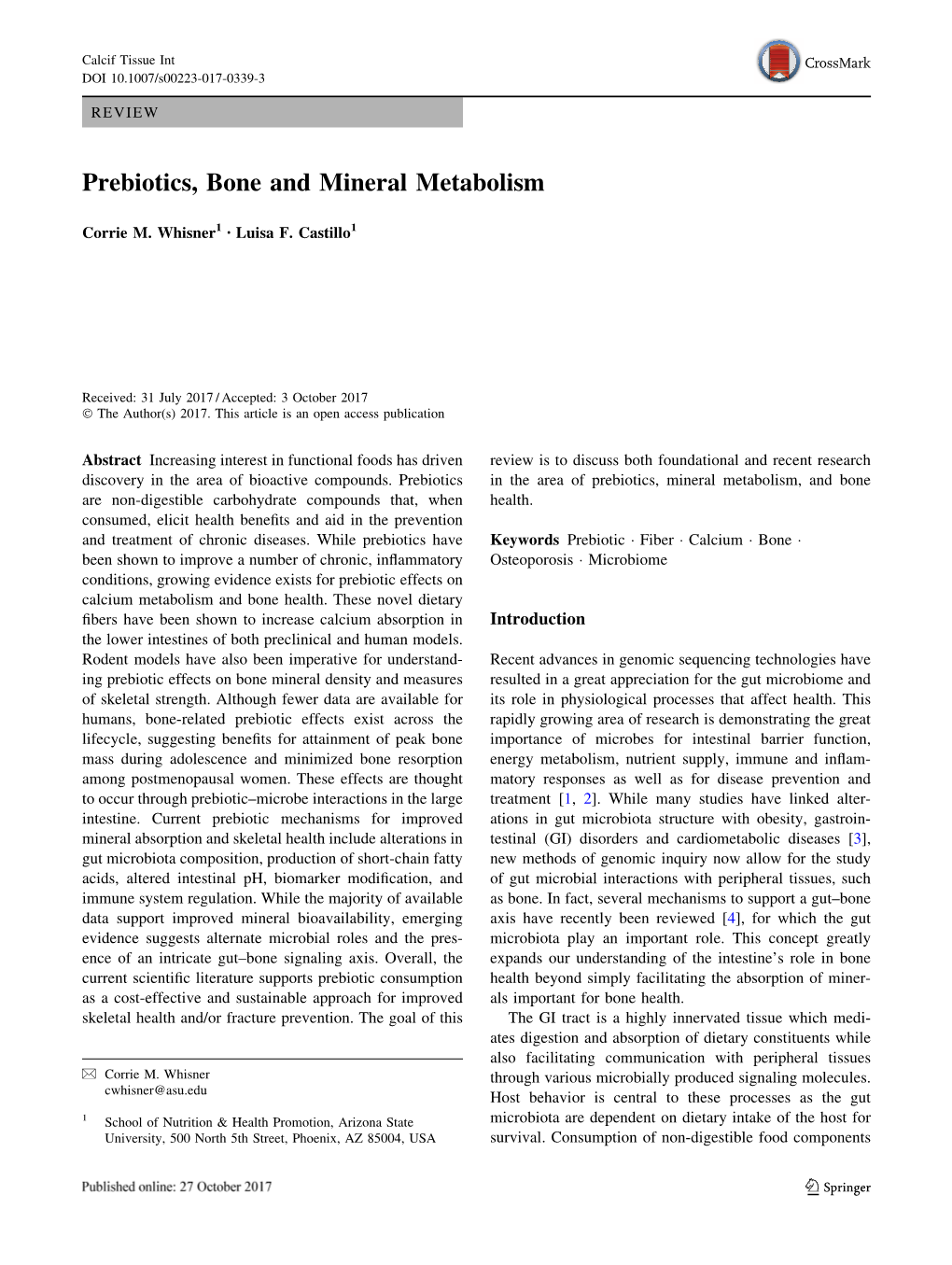 Prebiotics, Bone and Mineral Metabolism