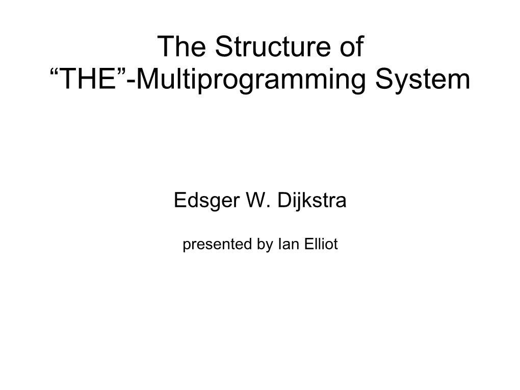 Multiprogramming System