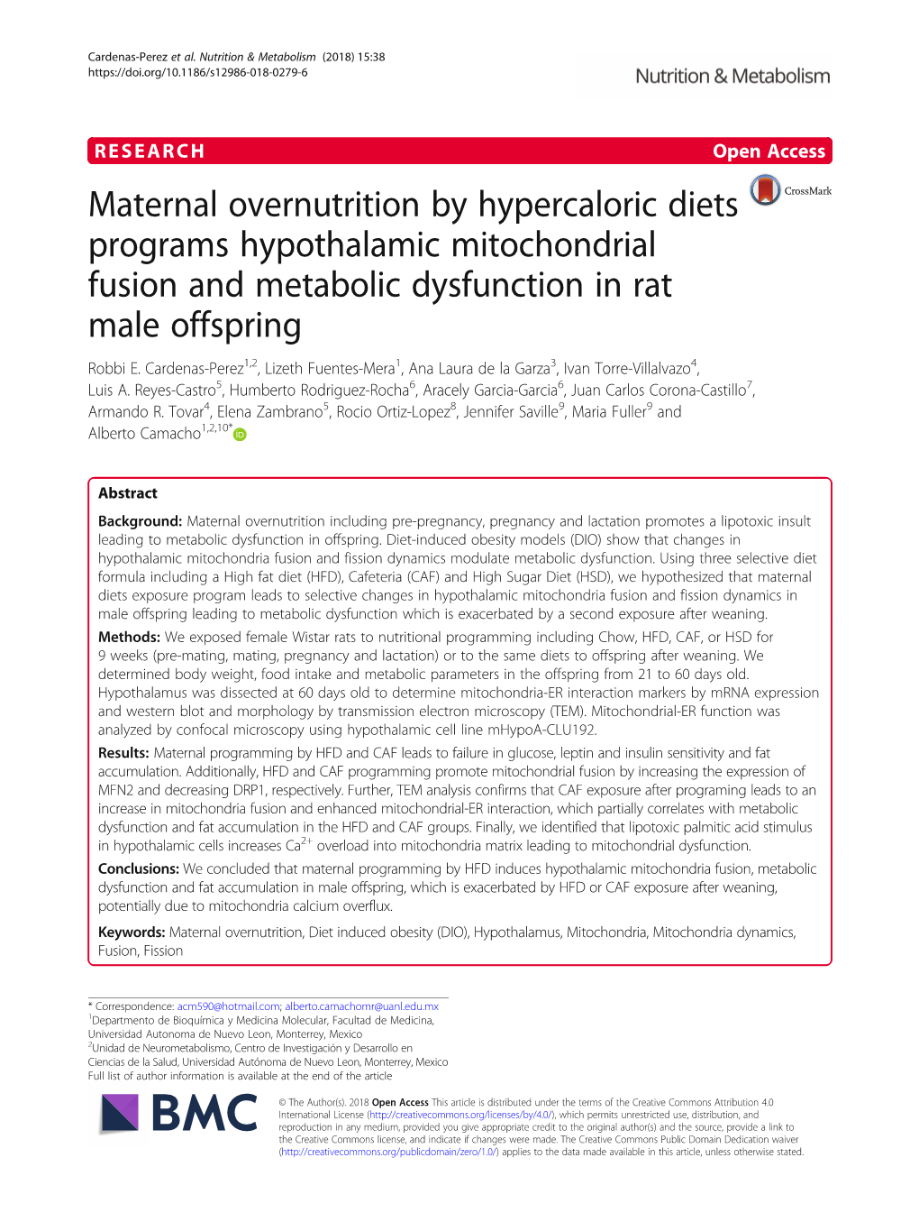 Maternal Overnutrition by Hypercaloric Diets Programs Hypothalamic Mitochondrial Fusion and Metabolic Dysfunction in Rat Male Offspring Robbi E