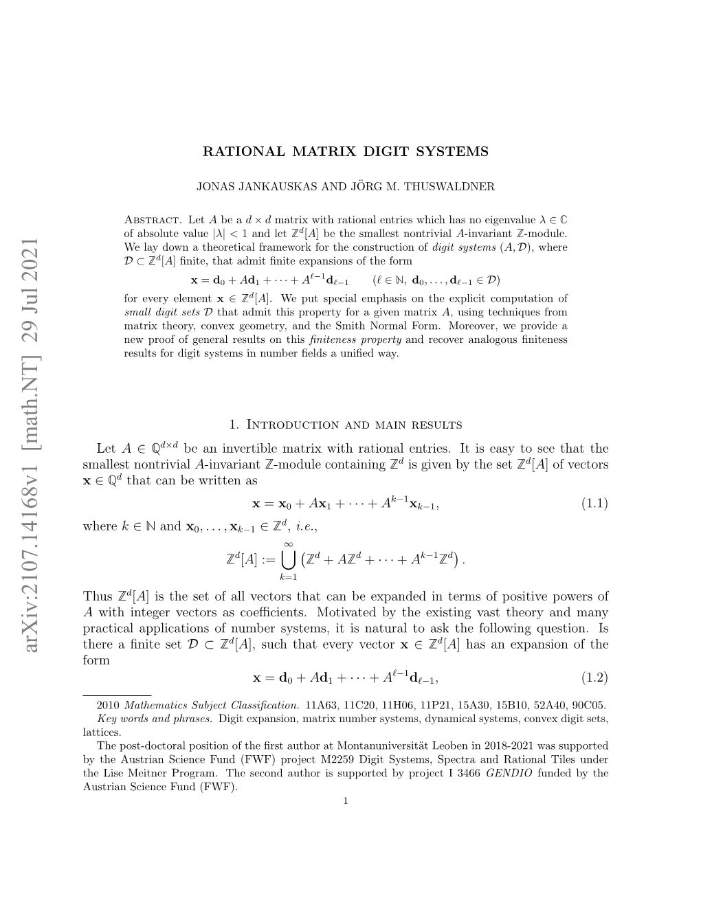 Rational Matrix Digit Systems