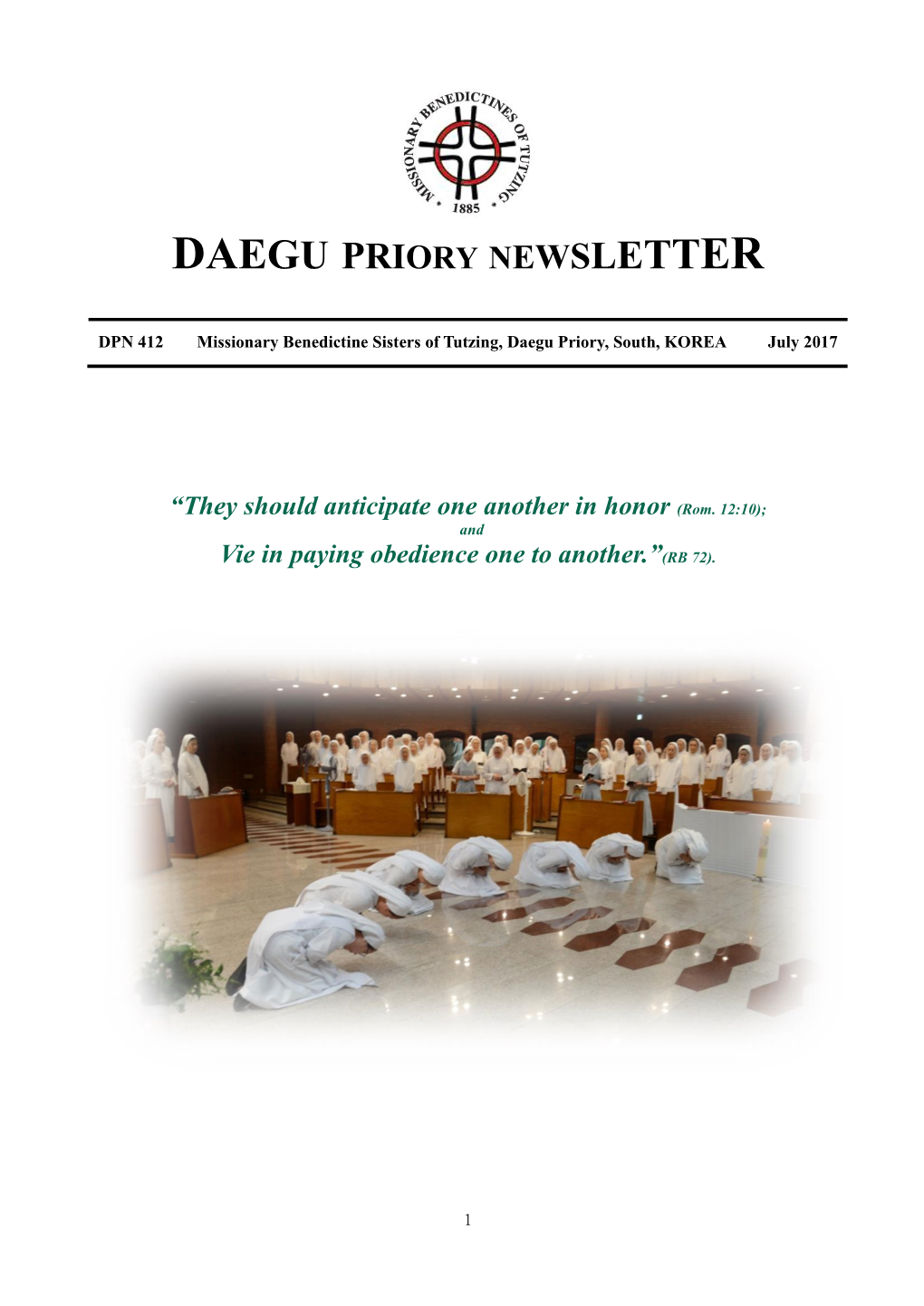 Daegu Priory Newsletter