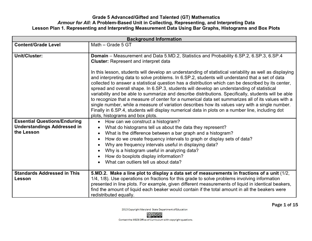 Grade 5 Advanced/Gifted and Talented (GT) Mathematics