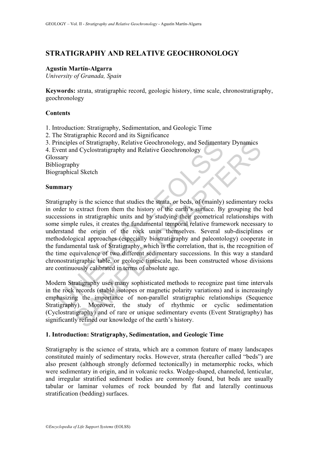 Stratigraphy and Relative Geochronology - Agustín Martín-Algarra