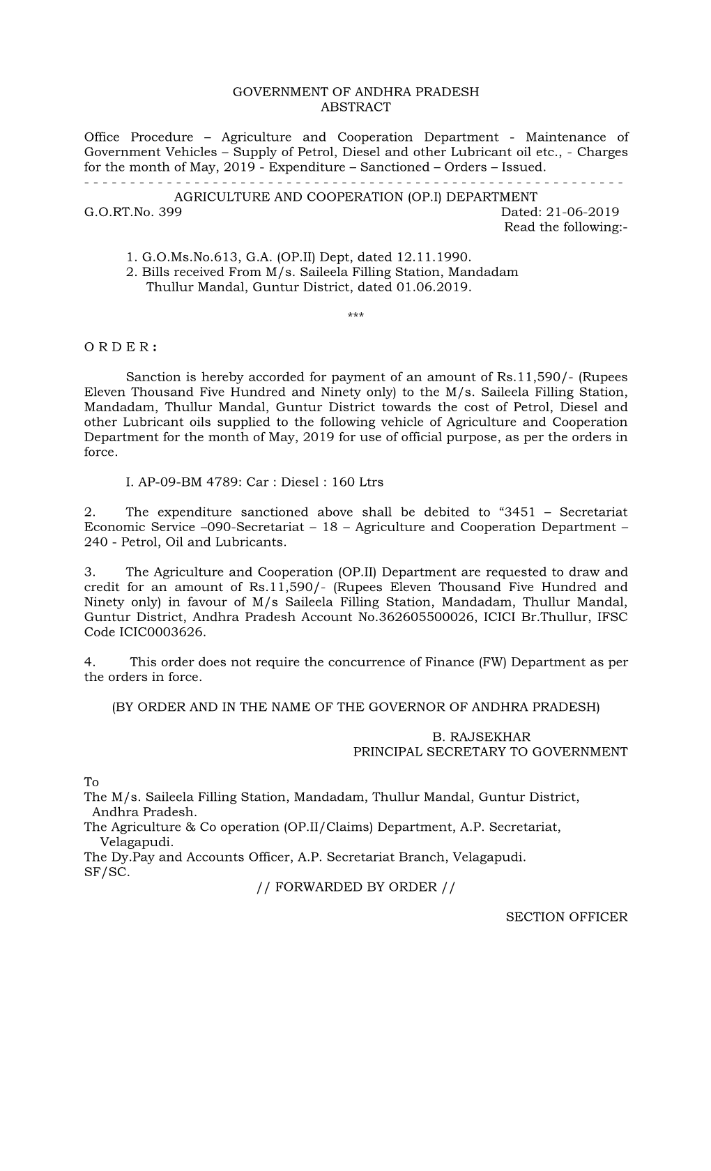 GOVERNMENT of ANDHRA PRADESH ABSTRACT Office