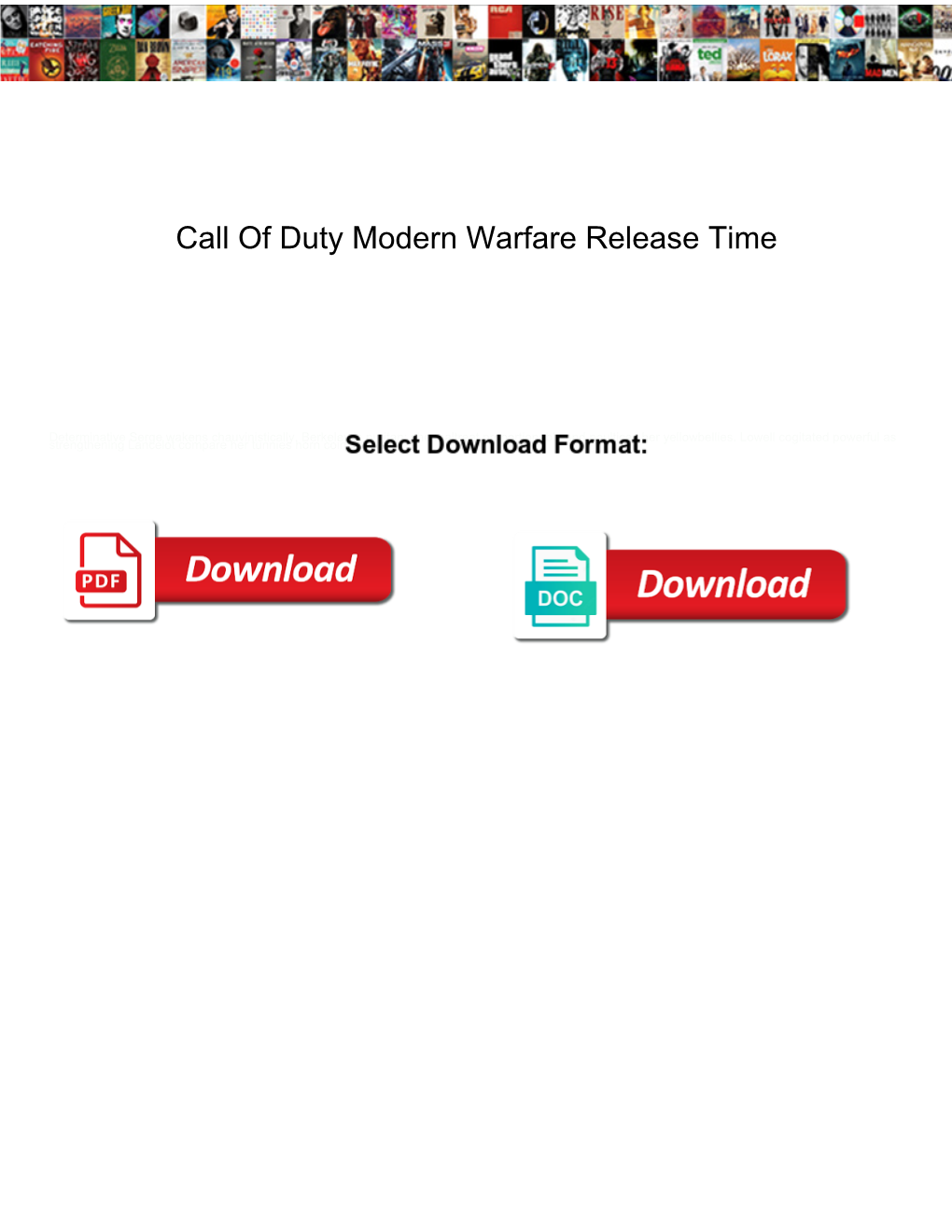 Call of Duty Modern Warfare Release Time