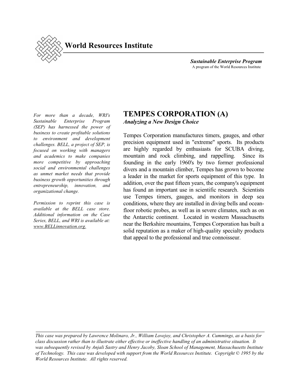 Tempes Corporation (A)