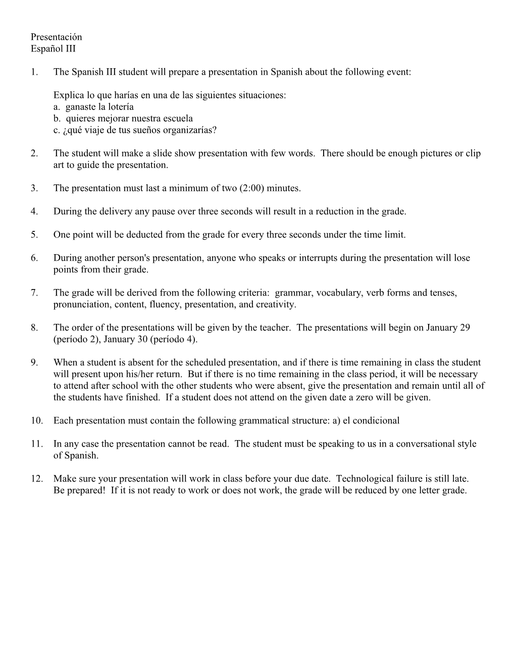 Examen Oral Para El Examen Del Primer Semestre