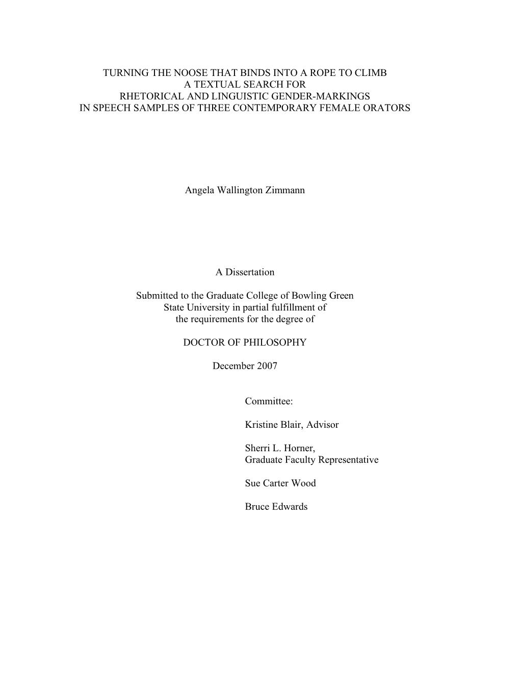 A Textual Search for Rhetorical and Linguistic Gender-Markings in Speech Samples of Three Contemporary Female Orators