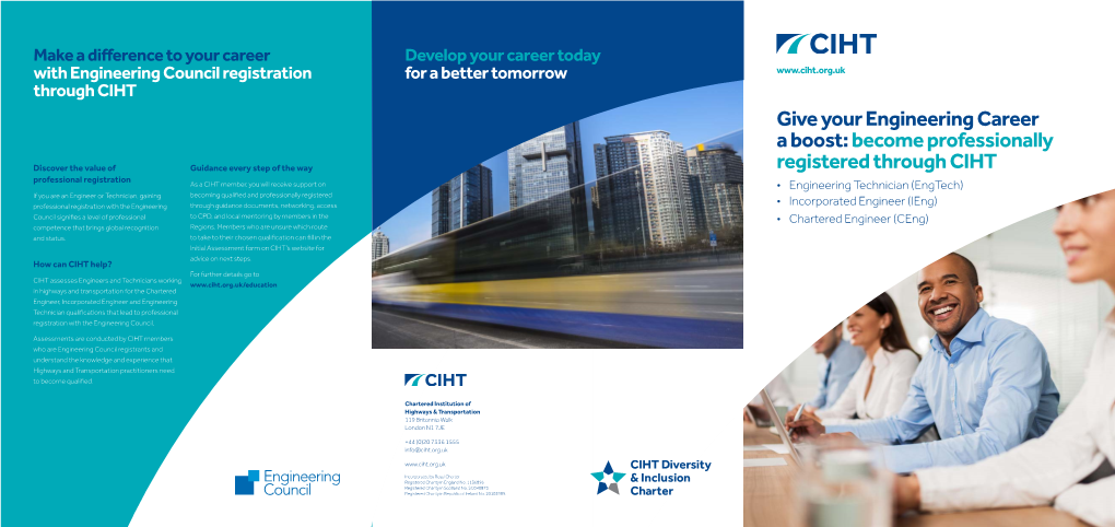Give Your Engineering Career a Boost: Become Professionally Registered Through CIHT