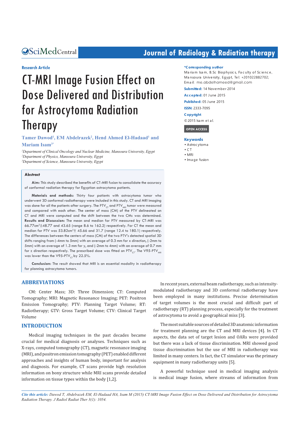 CT-MRI Image Fusion Effect on Dose Delivered and Distribution for Astrocytoma Radiation Therapy