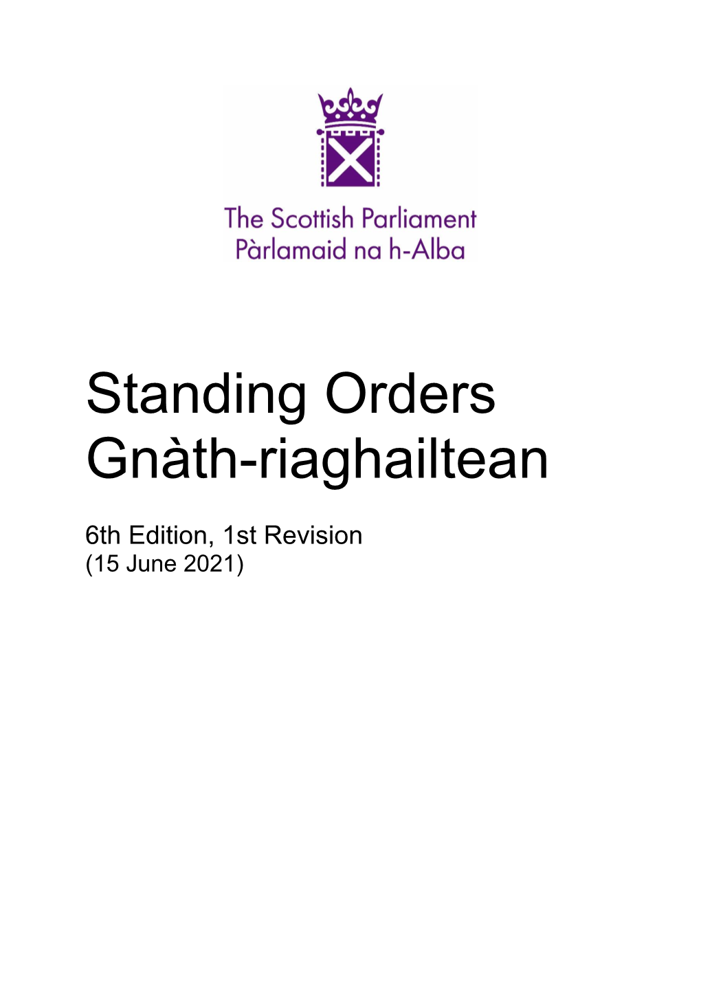 Standing Orders 6Th Edition, 1St Revision (15