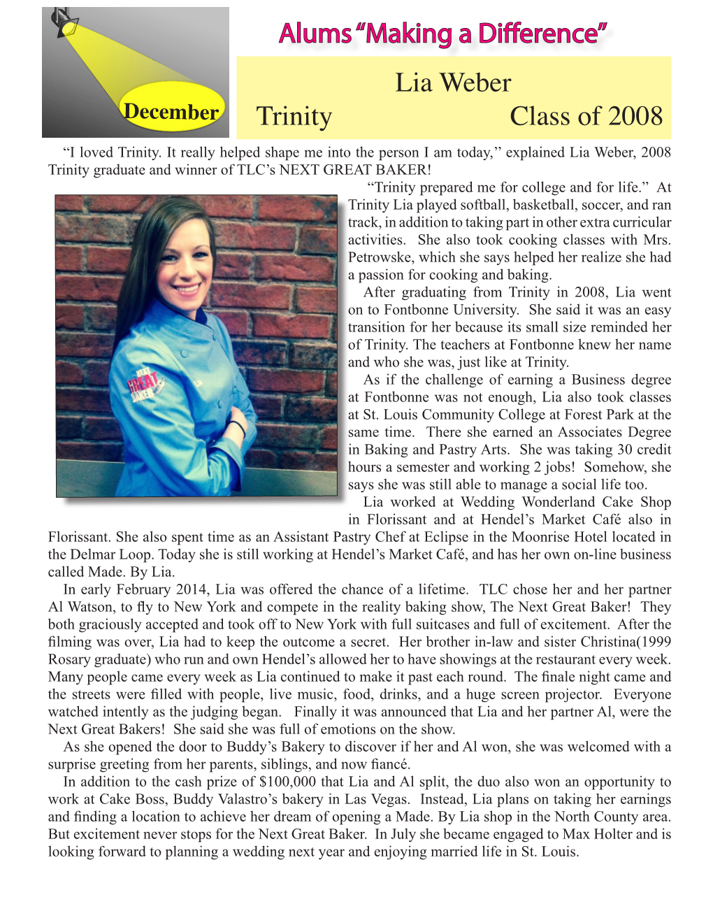 Lia Weber Trinity Class of 2008