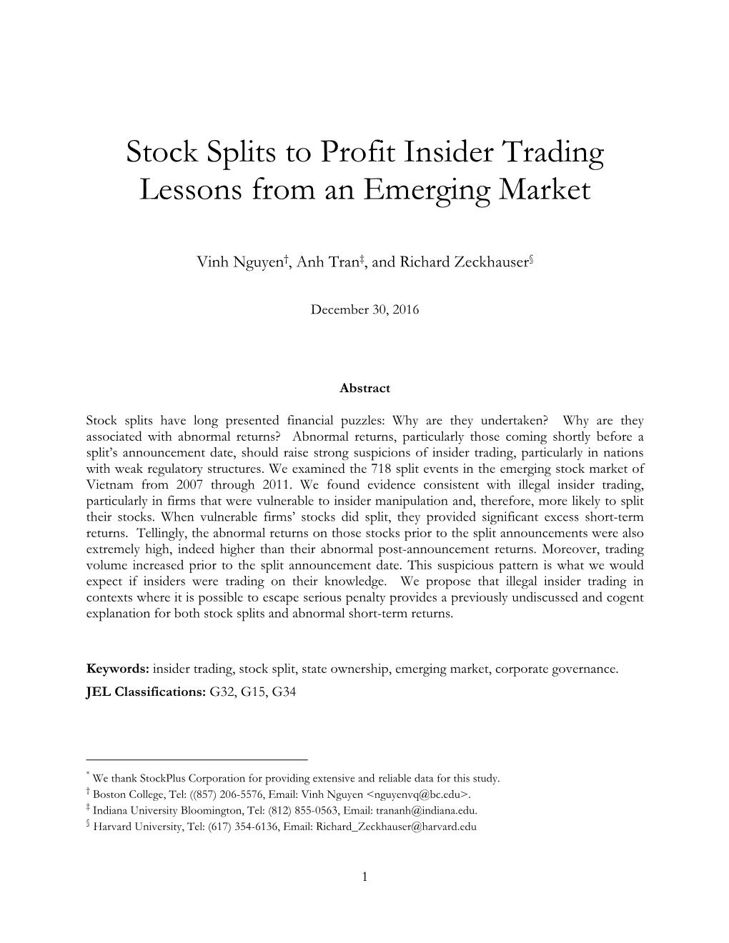 Stock Splits to Profit Insider Trading Lessons from an Emerging Market