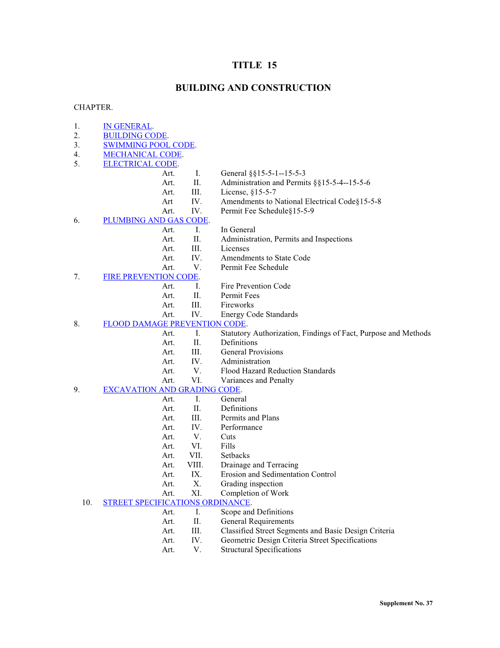 Title 15 Building and Construction