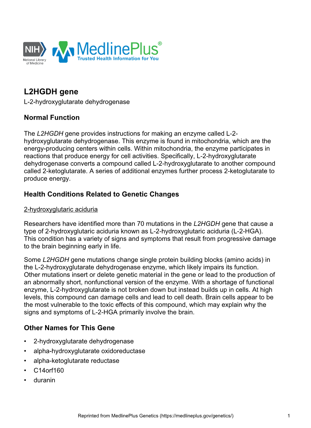 L2HGDH Gene L-2-Hydroxyglutarate Dehydrogenase