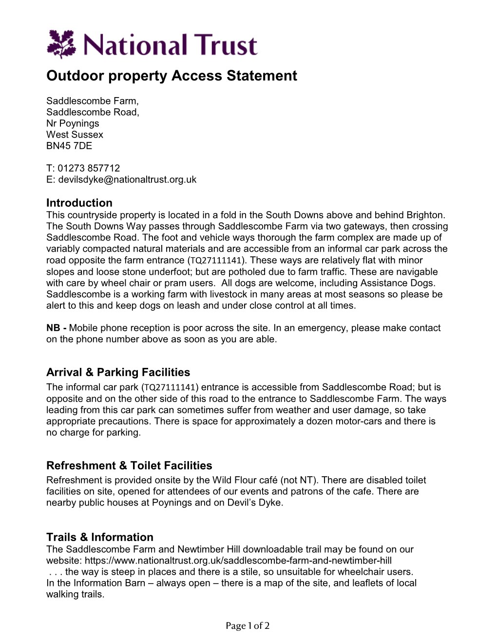 Outdoor Property Access Statement
