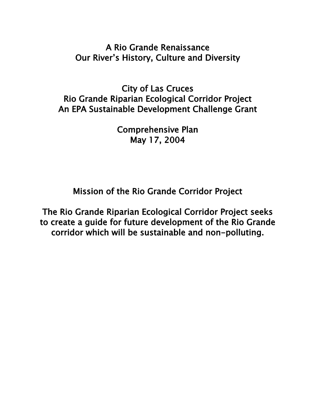 Rio Grande Corridor Project