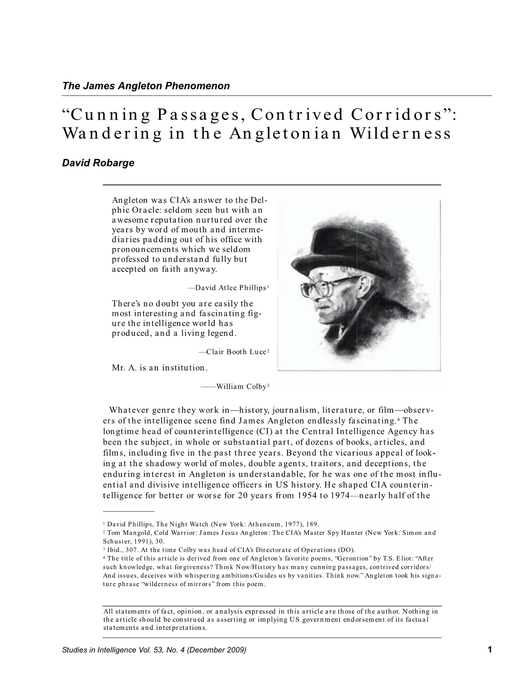 “Cunning Passages, Contrived Corridors”: Wandering in the Angletonian Wilderness