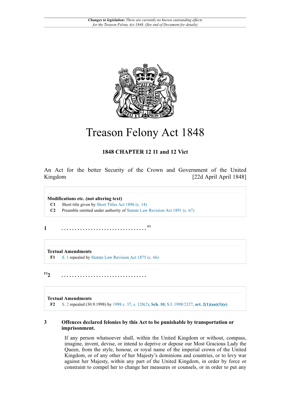 Treason Felony Act 1848