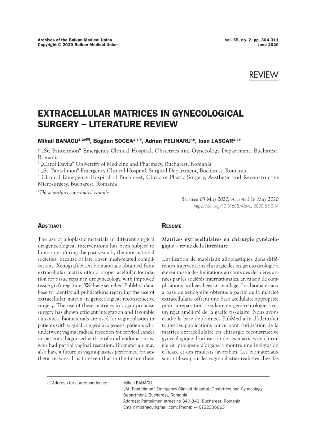 Extracellular Matrices in Gynecological Surgery – Literature Review