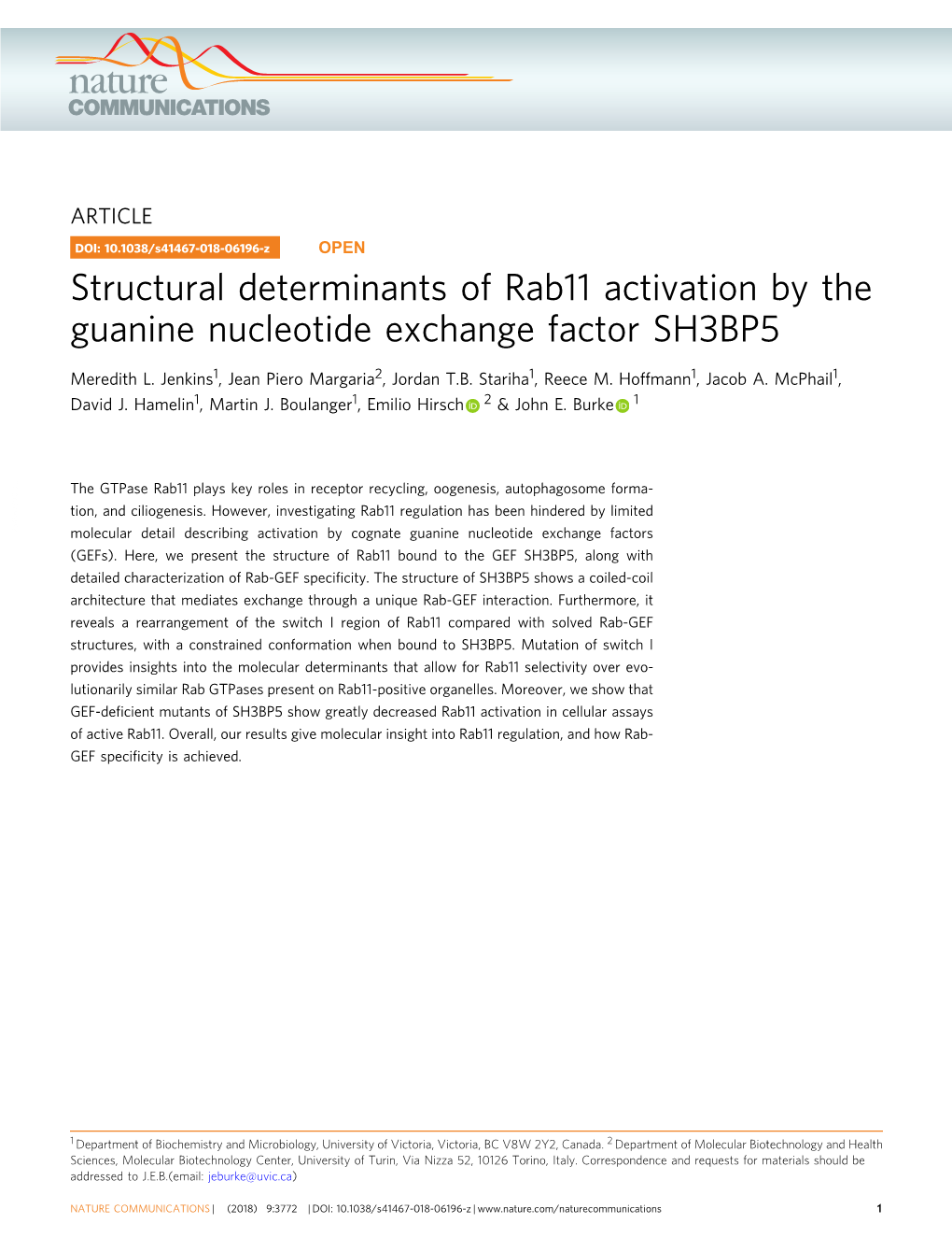 Structural Determinants of Rab11 Activation by the Guanine Nucleotide Exchange Factor SH3BP5