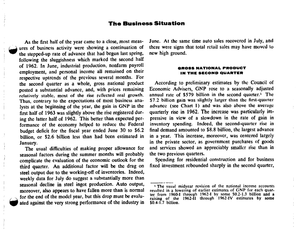 The Business Situation, August 1963