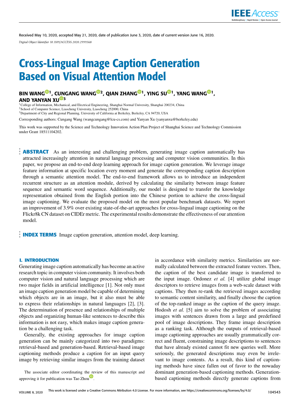 Cross-Lingual Image Caption Generation Based on Visual Attention Model