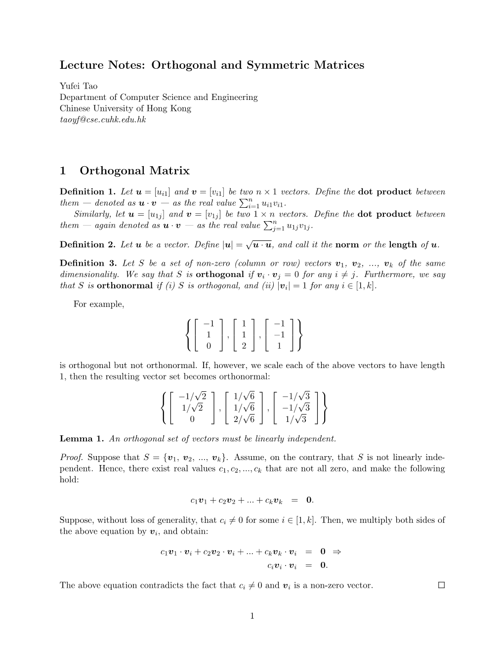 Orthogonal and Symmetric Matrices