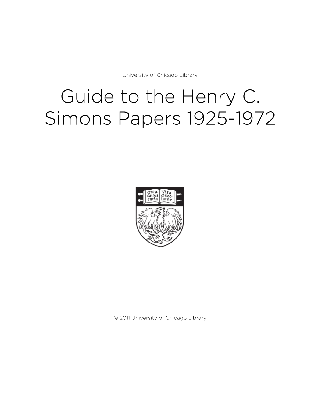 Guide to the Henry C. Simons Papers 1925-1972