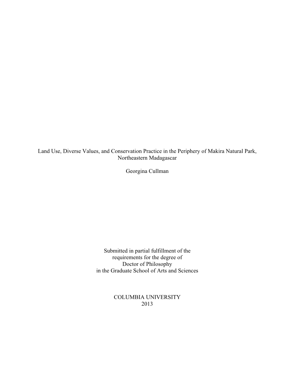 Land Use, Diverse Values, and Conservation Practice in the Periphery of Makira Natural Park, Northeastern Madagascar