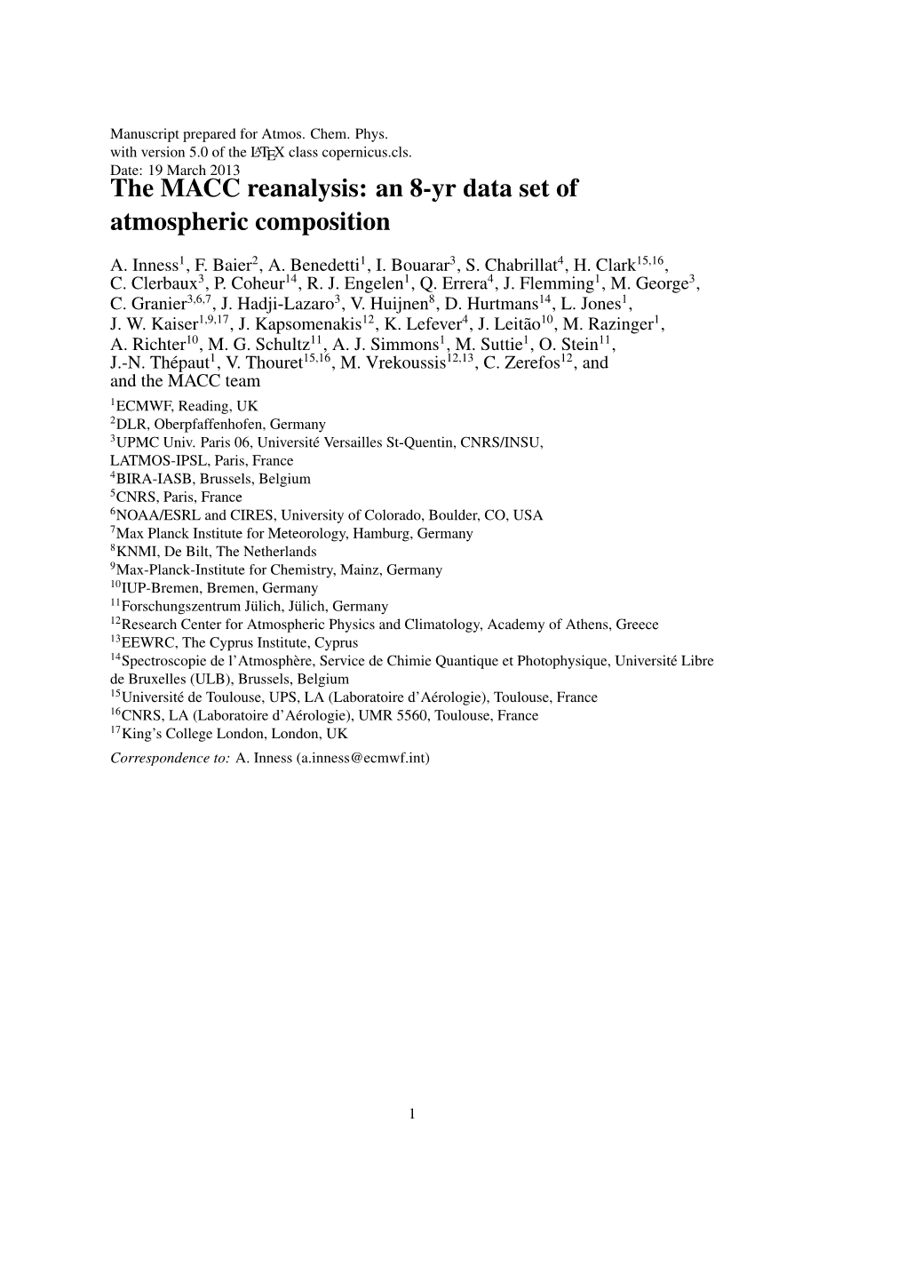 The MACC Reanalysis: an 8-Yr Data Set of Atmospheric Composition