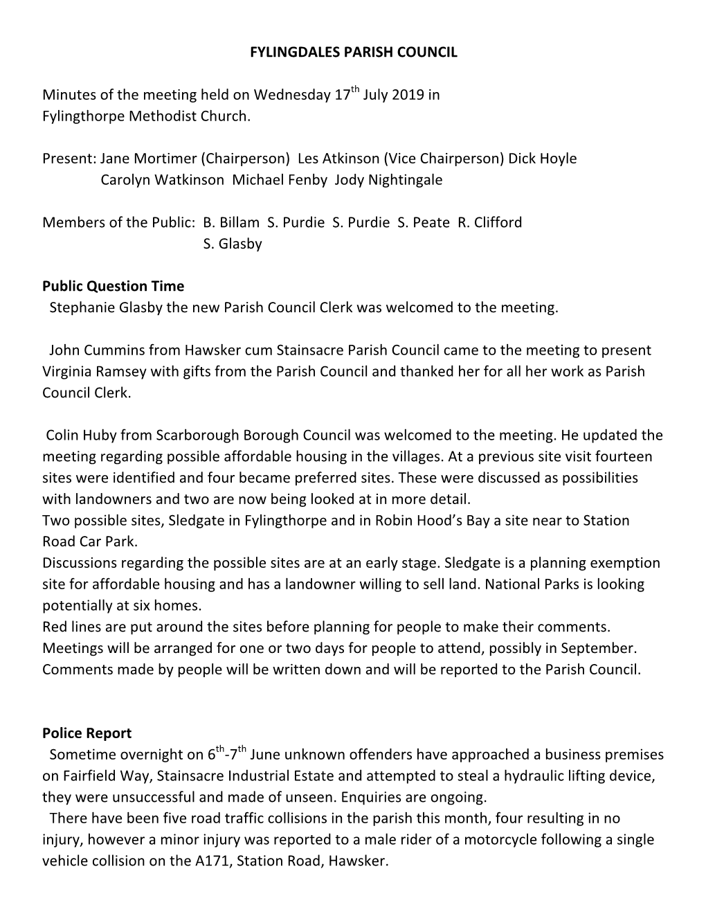 Fylingdales Parish Council