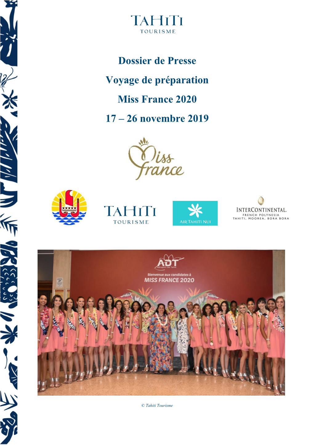 Dossier De Presse Voyage De Préparation Miss France 2020 17 – 26 Novembre 2019