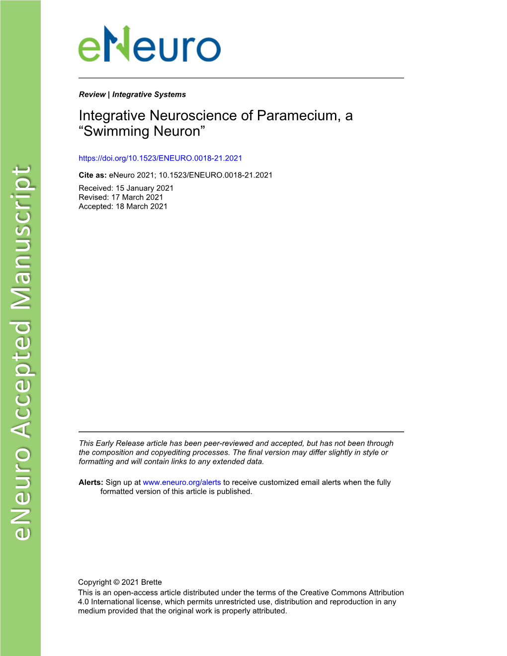 Integrative Neuroscience of Paramecium, a “Swimming Neuron”