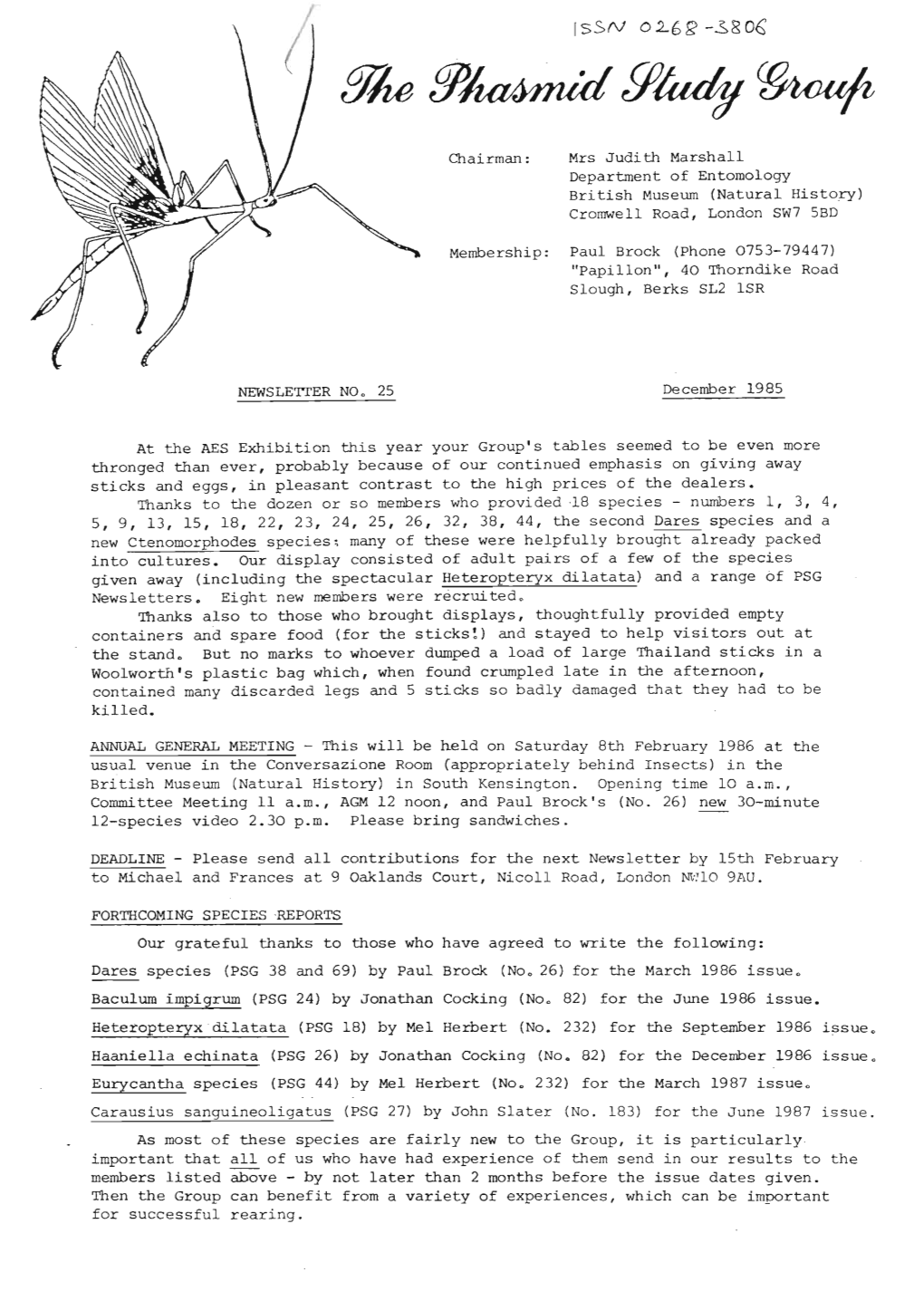 Phasmid Study Group Newsletter, 25