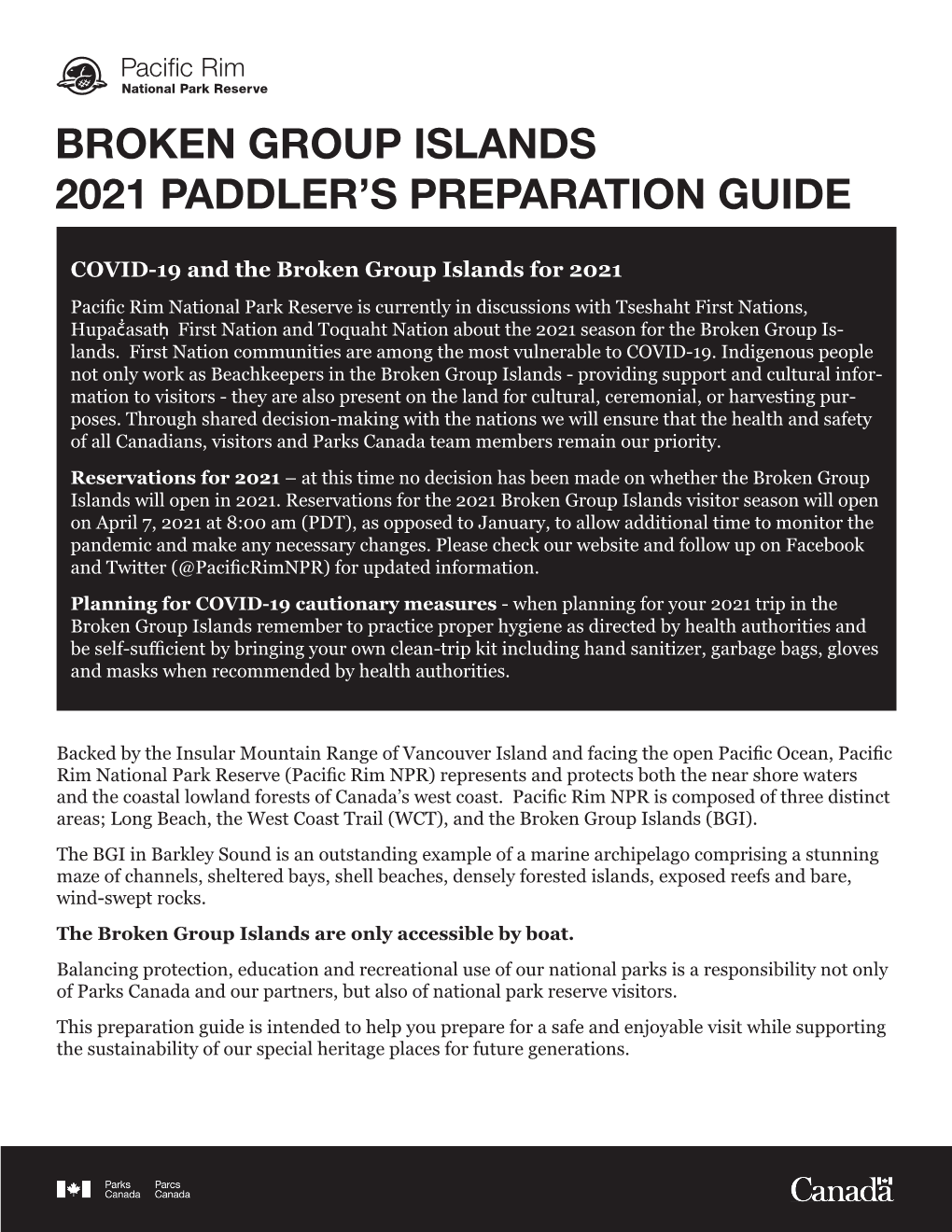 Broken Group Islands 2021 Paddler's Preparation Guide