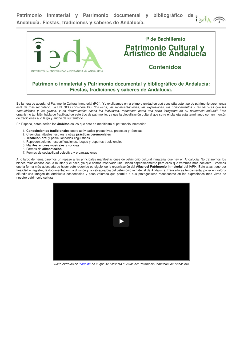 Patrimonio Cultural Y Artístico De Andalucía